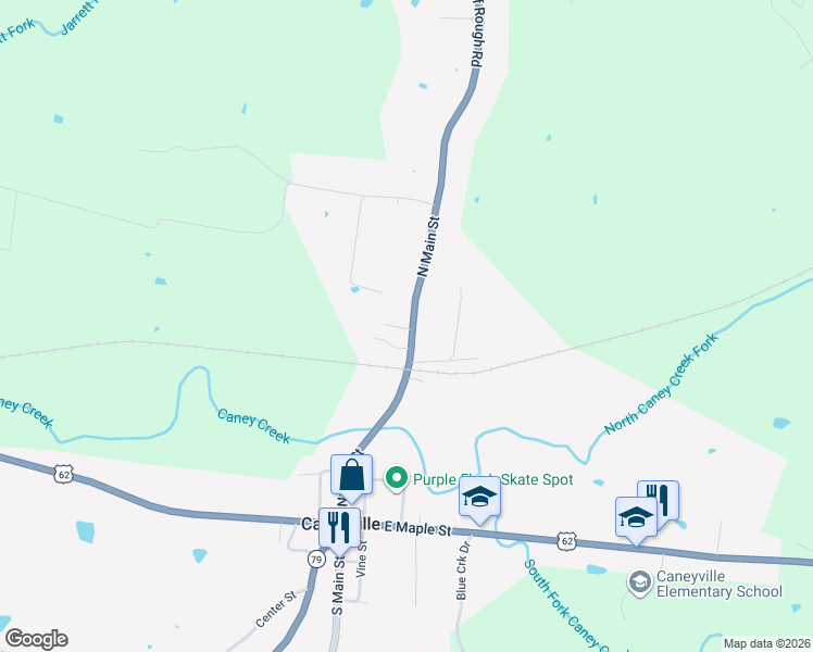 map of restaurants, bars, coffee shops, grocery stores, and more near 554-584 North Main Street in Caneyville