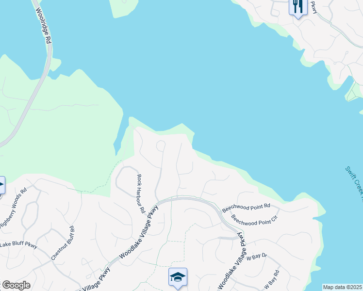 map of restaurants, bars, coffee shops, grocery stores, and more near 5201 West Shore Road in Midlothian