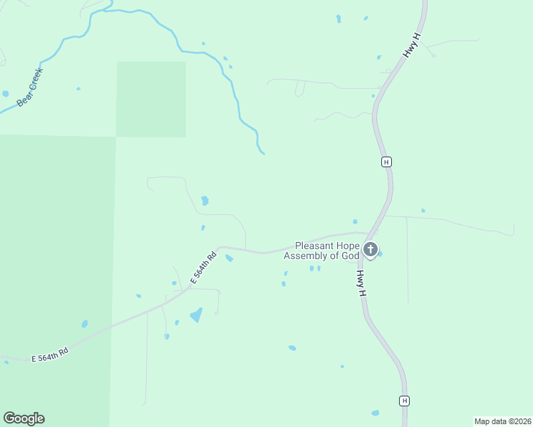 map of restaurants, bars, coffee shops, grocery stores, and more near 1961 East 564th Road in Pleasant Hope