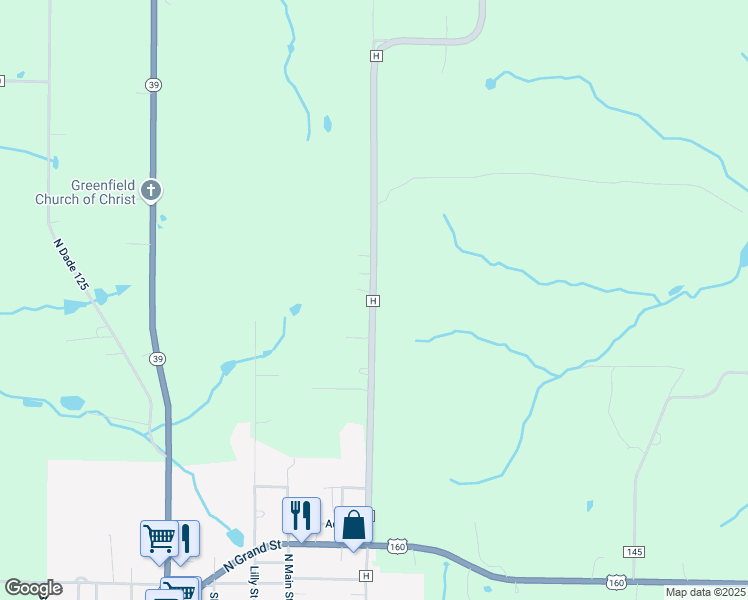 map of restaurants, bars, coffee shops, grocery stores, and more near 62 County Road H in Greenfield