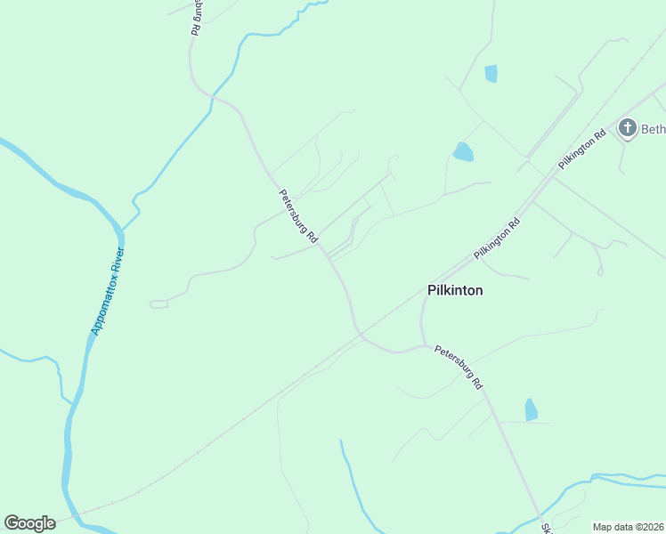 map of restaurants, bars, coffee shops, grocery stores, and more near 260 Petersburg Road in Powhatan