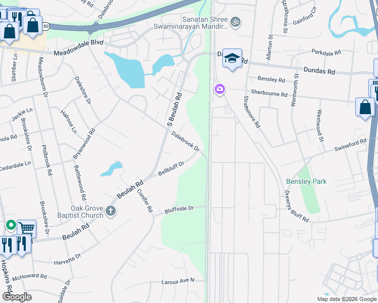map of restaurants, bars, coffee shops, grocery stores, and more near 6662 Dalebrook Drive in Richmond