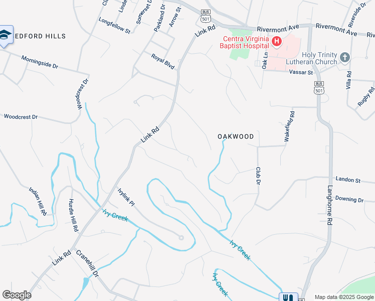 map of restaurants, bars, coffee shops, grocery stores, and more near 3614 Manton Drive in Lynchburg