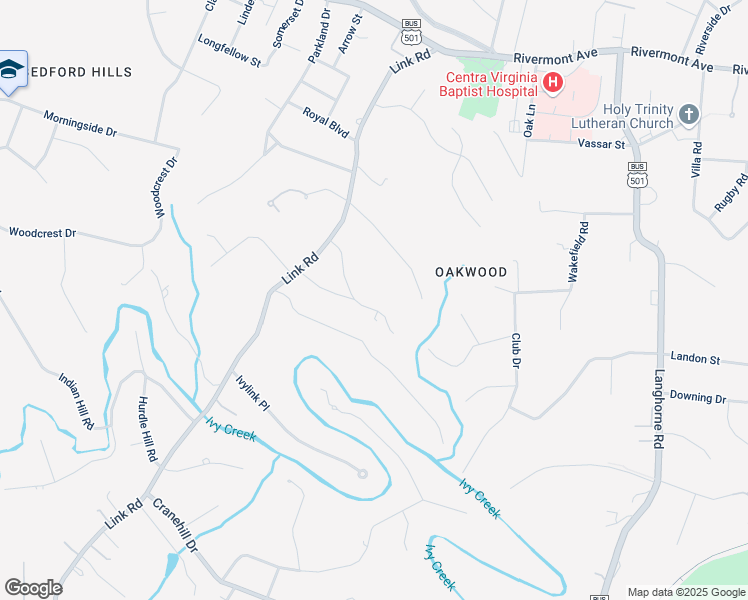 map of restaurants, bars, coffee shops, grocery stores, and more near 3614 Manton Drive in Lynchburg
