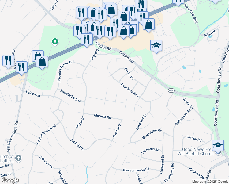 map of restaurants, bars, coffee shops, grocery stores, and more near 4408 Heidi Place in Midlothian