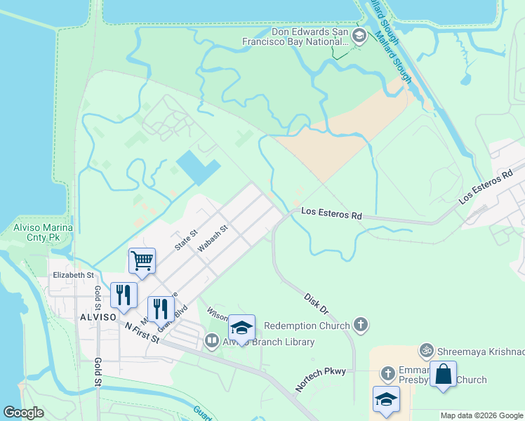 map of restaurants, bars, coffee shops, grocery stores, and more near 1548 Michigan Avenue in San Jose