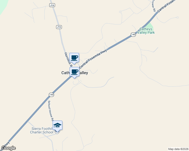 map of restaurants, bars, coffee shops, grocery stores, and more near 4963 Valley Lane in Catheys Valley
