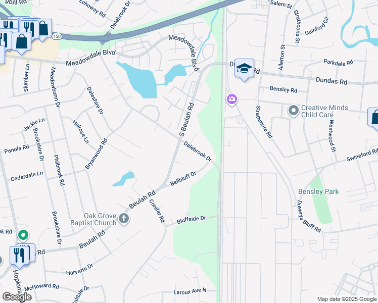 map of restaurants, bars, coffee shops, grocery stores, and more near 6624 Dalebrook Drive in Richmond