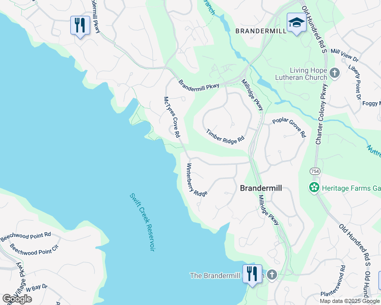map of restaurants, bars, coffee shops, grocery stores, and more near 4013 McTyres Cove Road in Midlothian