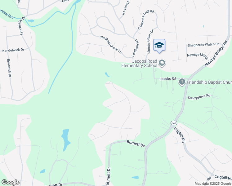 map of restaurants, bars, coffee shops, grocery stores, and more near 5241 Newbys Wood Trail in Chesterfield