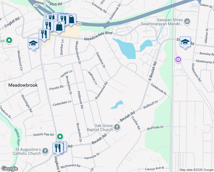 map of restaurants, bars, coffee shops, grocery stores, and more near 6301 Claudehart Road in Richmond