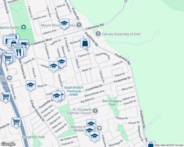 map of restaurants, bars, coffee shops, grocery stores, and more near 384 Louise Court in Milpitas