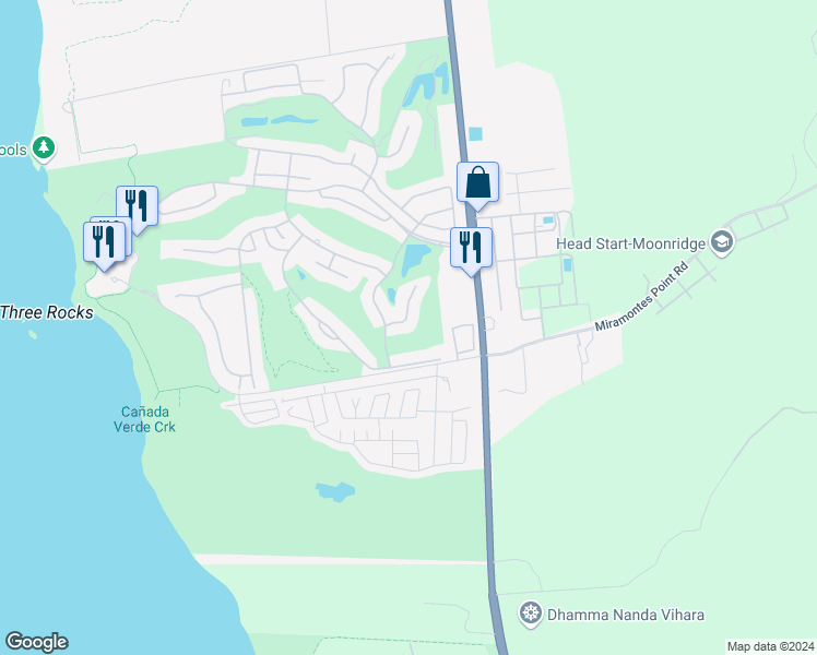 map of restaurants, bars, coffee shops, grocery stores, and more near 435 Burning Tree Court in Half Moon Bay