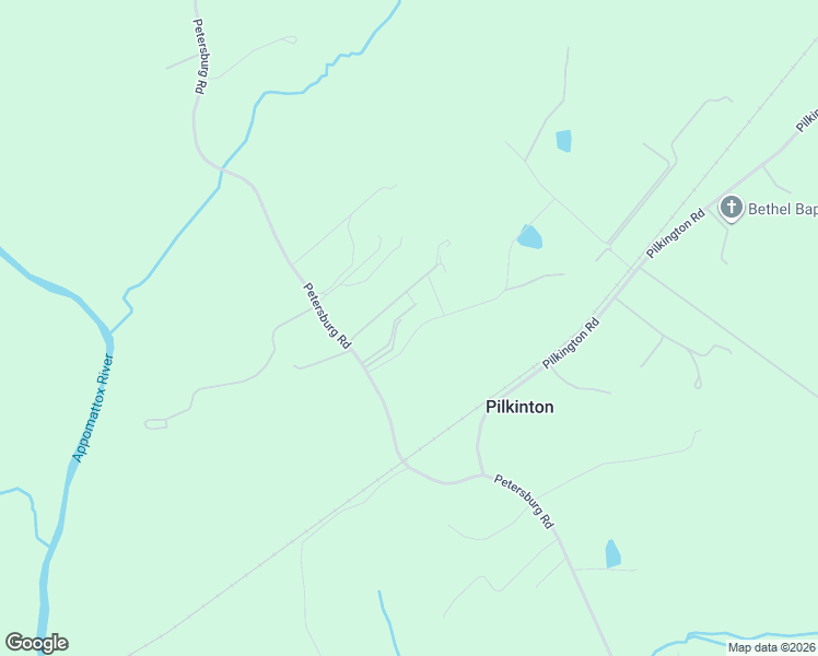 map of restaurants, bars, coffee shops, grocery stores, and more near 270 Petersburg Road in Powhatan