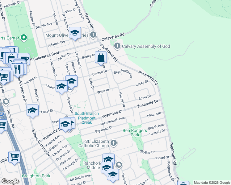 map of restaurants, bars, coffee shops, grocery stores, and more near 384 Louise Court in Milpitas