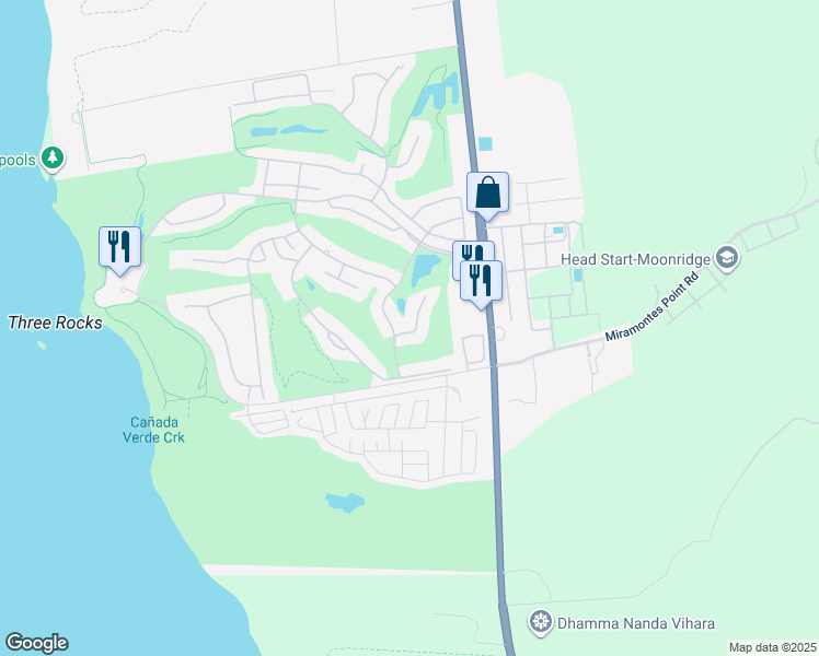 map of restaurants, bars, coffee shops, grocery stores, and more near 440 Burning Tree Court in Half Moon Bay