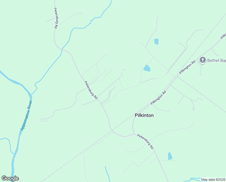 map of restaurants, bars, coffee shops, grocery stores, and more near 270 Petersburg Road in Powhatan