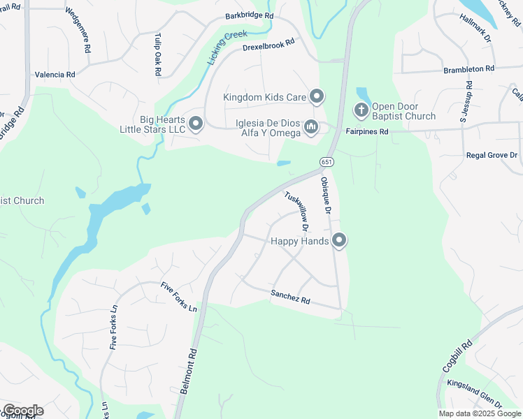 map of restaurants, bars, coffee shops, grocery stores, and more near 7533 Belmont Road in Chesterfield