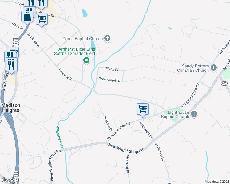 map of restaurants, bars, coffee shops, grocery stores, and more near 394-578 Seminole Drive in Madison Heights