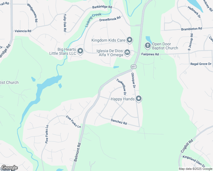 map of restaurants, bars, coffee shops, grocery stores, and more near 7533 Belmont Road in Chesterfield
