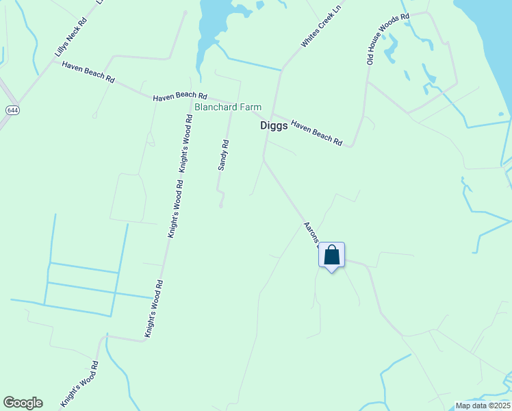 map of restaurants, bars, coffee shops, grocery stores, and more near 186 Aarons Beach Road in Diggs