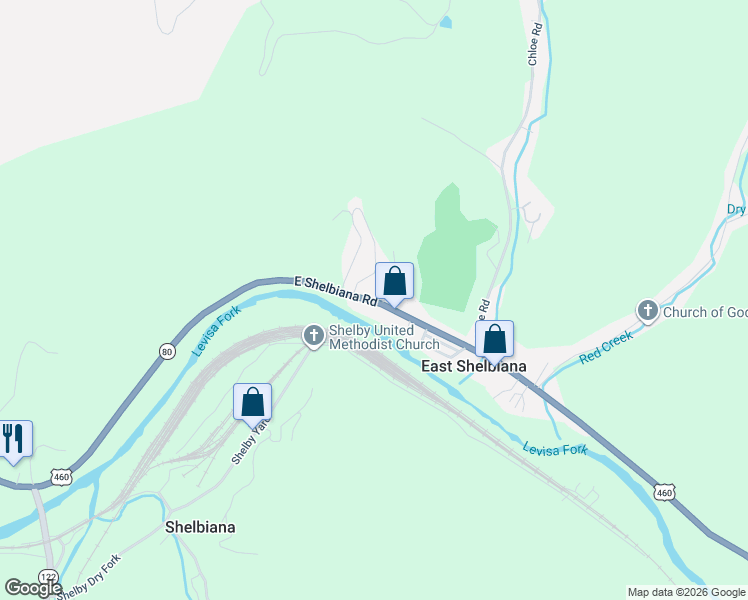map of restaurants, bars, coffee shops, grocery stores, and more near 3135-3185 East Shelbiana Road in Pikeville