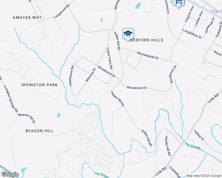 map of restaurants, bars, coffee shops, grocery stores, and more near 2207 Indian Hill Road in Lynchburg