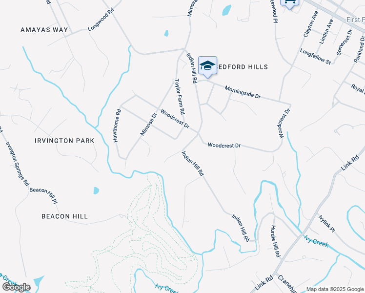 map of restaurants, bars, coffee shops, grocery stores, and more near 2207 Indian Hill Road in Lynchburg