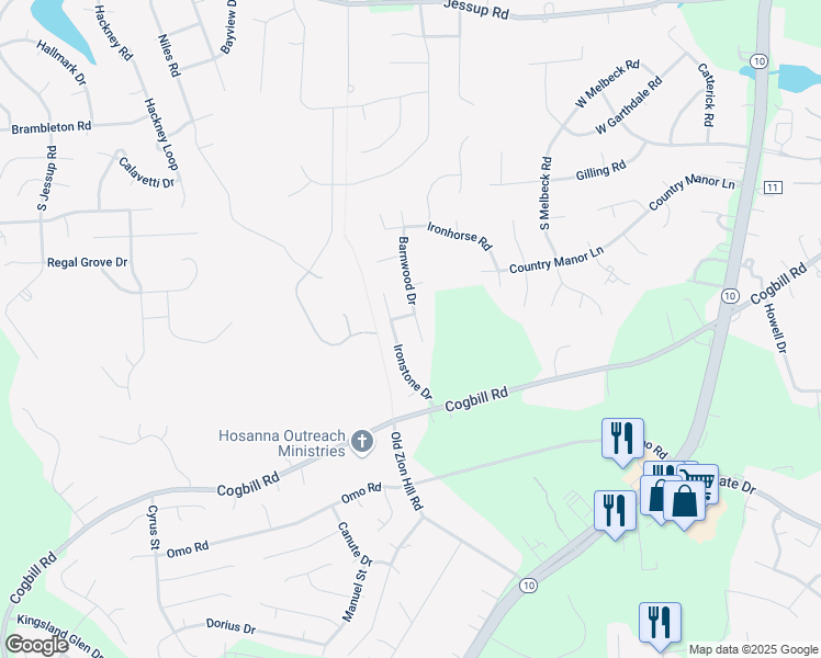 map of restaurants, bars, coffee shops, grocery stores, and more near 6106 Barnwood Drive in Richmond