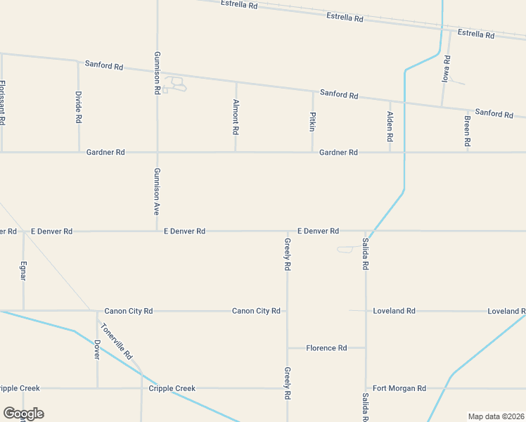 map of restaurants, bars, coffee shops, grocery stores, and more near East Denver Road in Blanca