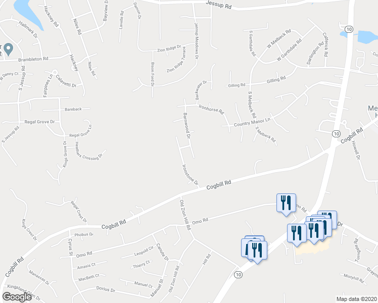 map of restaurants, bars, coffee shops, grocery stores, and more near 6106 Barnwood Drive in Richmond