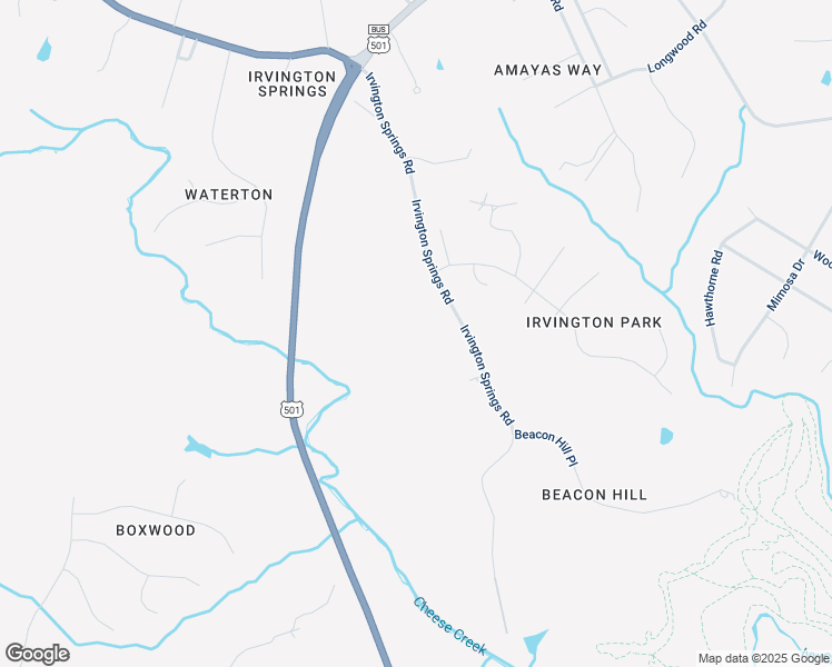 map of restaurants, bars, coffee shops, grocery stores, and more near 174 Irvington Springs Road in Lynchburg