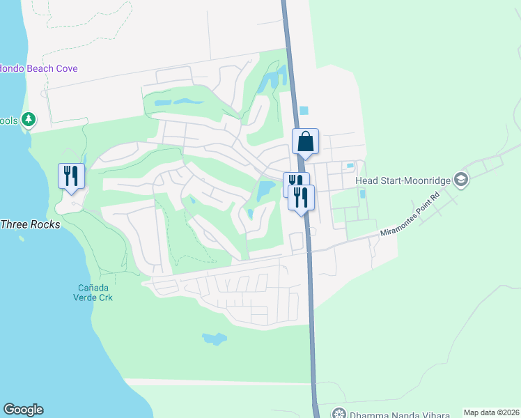 map of restaurants, bars, coffee shops, grocery stores, and more near 370 Burning Tree Court in Half Moon Bay