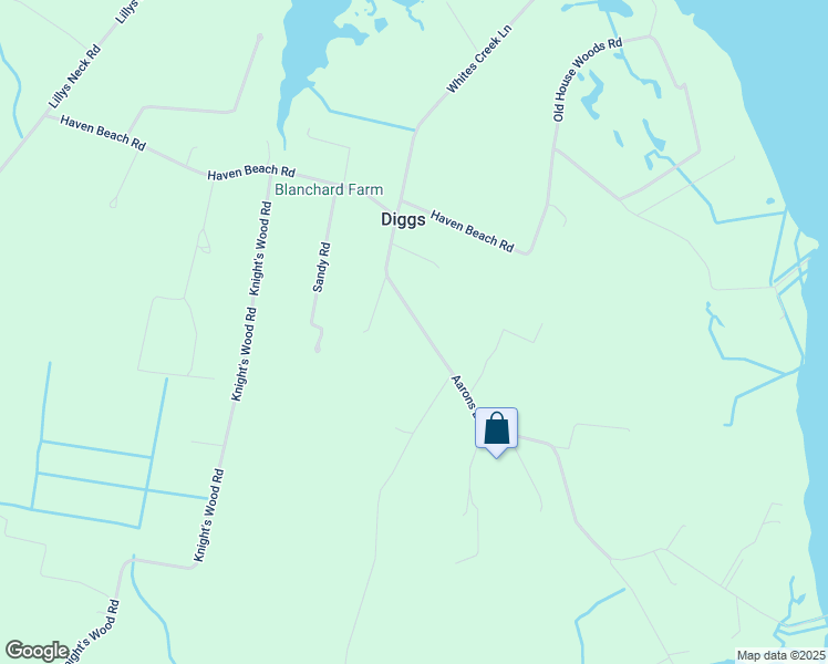 map of restaurants, bars, coffee shops, grocery stores, and more near 264 Aarons Beach Road in Diggs
