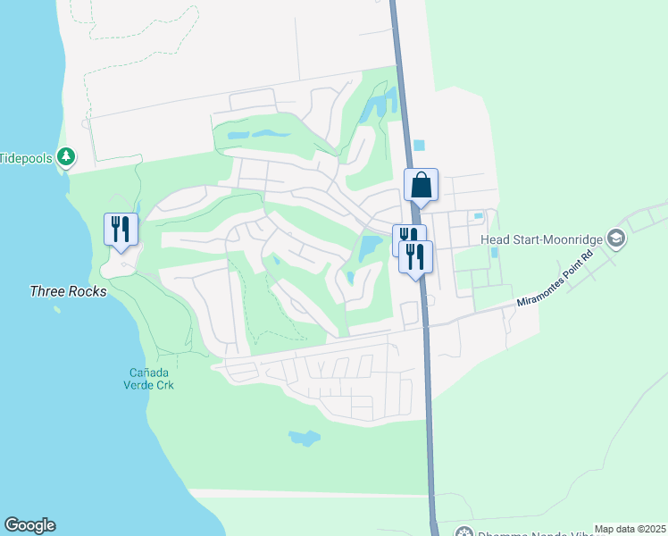 map of restaurants, bars, coffee shops, grocery stores, and more near 2300 Burning Tree Road in Half Moon Bay