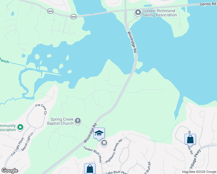 map of restaurants, bars, coffee shops, grocery stores, and more near 15612 Hidden Falls Drive in Moseley