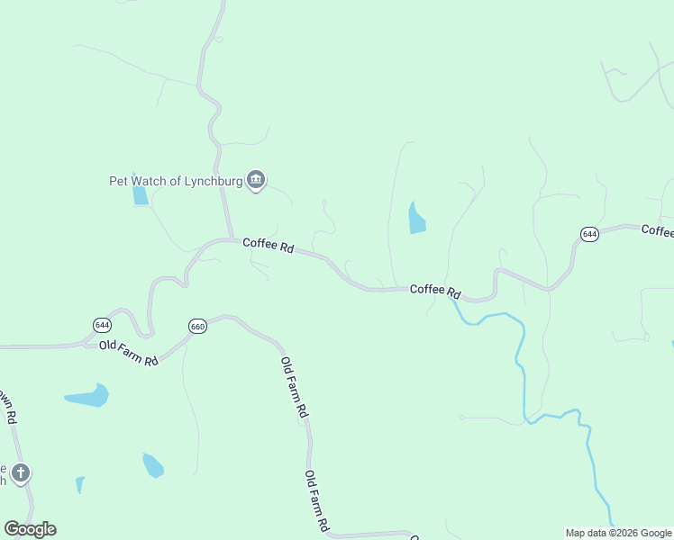 map of restaurants, bars, coffee shops, grocery stores, and more near 2475 Coffee Road in Lynchburg