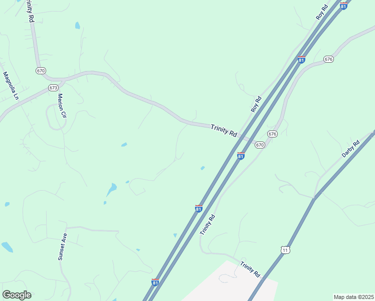 map of restaurants, bars, coffee shops, grocery stores, and more near 1295 Trinity Road in Troutville