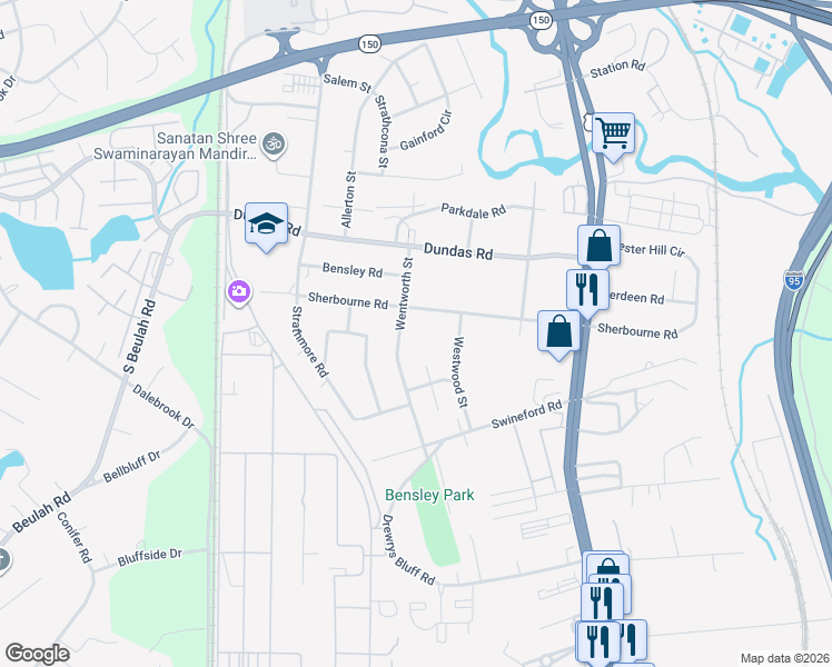 map of restaurants, bars, coffee shops, grocery stores, and more near 6705 Wentworth Street in Richmond