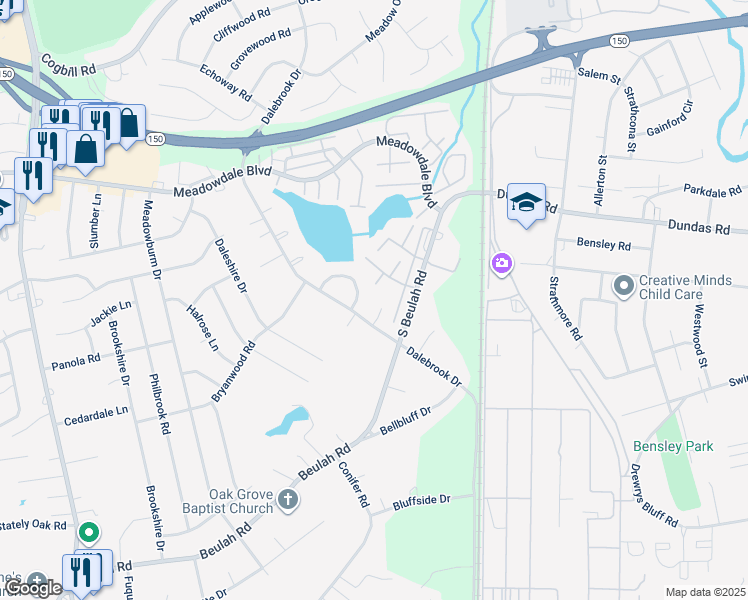 map of restaurants, bars, coffee shops, grocery stores, and more near 3702 Astral Court in Richmond