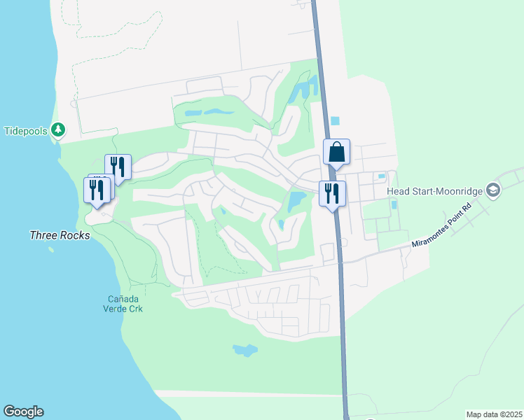 map of restaurants, bars, coffee shops, grocery stores, and more near 436 Greenbrier Road in Half Moon Bay