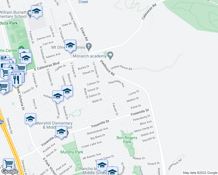 map of restaurants, bars, coffee shops, grocery stores, and more near 306 Falcato Drive in Milpitas