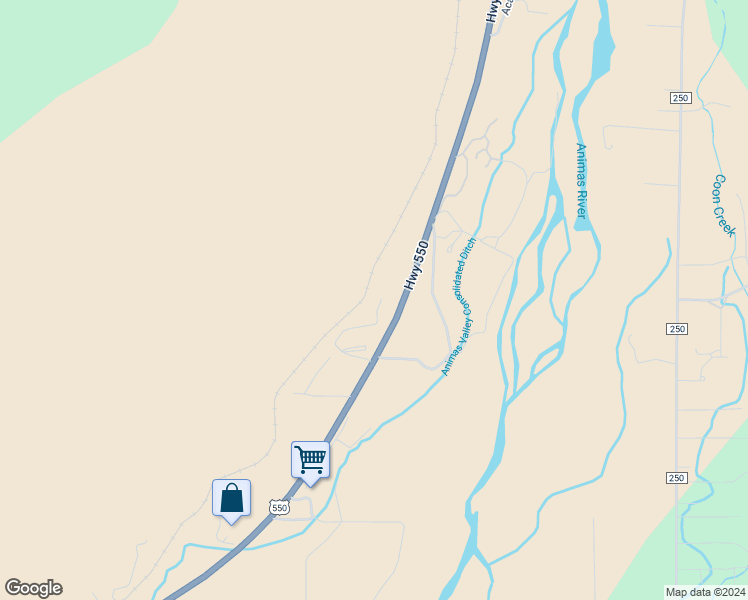 map of restaurants, bars, coffee shops, grocery stores, and more near 323 Whispering Pines Drive in Durango