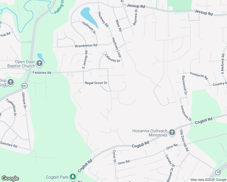 map of restaurants, bars, coffee shops, grocery stores, and more near Regal Grove Lane in Chesterfield