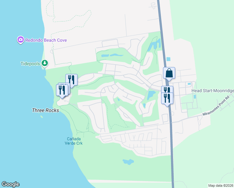 map of restaurants, bars, coffee shops, grocery stores, and more near 2120 Winged Foot Road in Half Moon Bay
