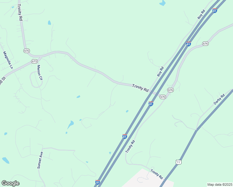 map of restaurants, bars, coffee shops, grocery stores, and more near 1295 Trinity Road in Troutville