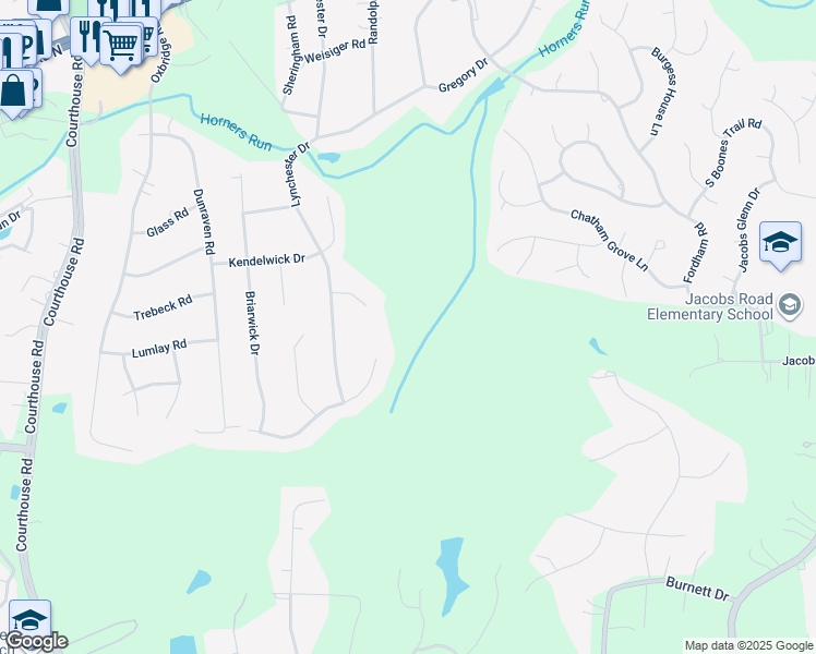 map of restaurants, bars, coffee shops, grocery stores, and more near 9426 Bonney Lea Court in Richmond