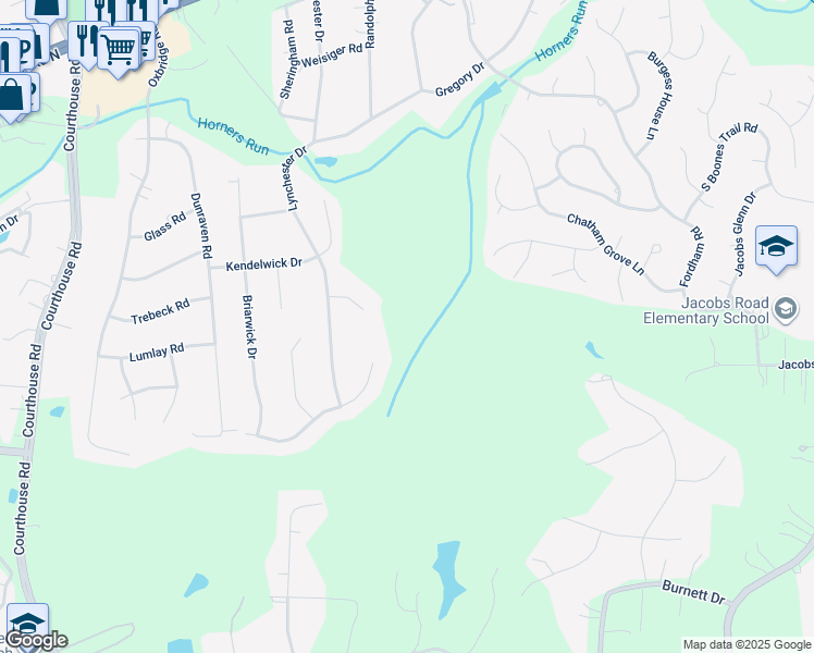 map of restaurants, bars, coffee shops, grocery stores, and more near 9426 Bonney Lea Court in Richmond