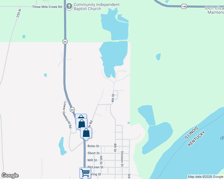 map of restaurants, bars, coffee shops, grocery stores, and more near 4th Street in Rosiclare