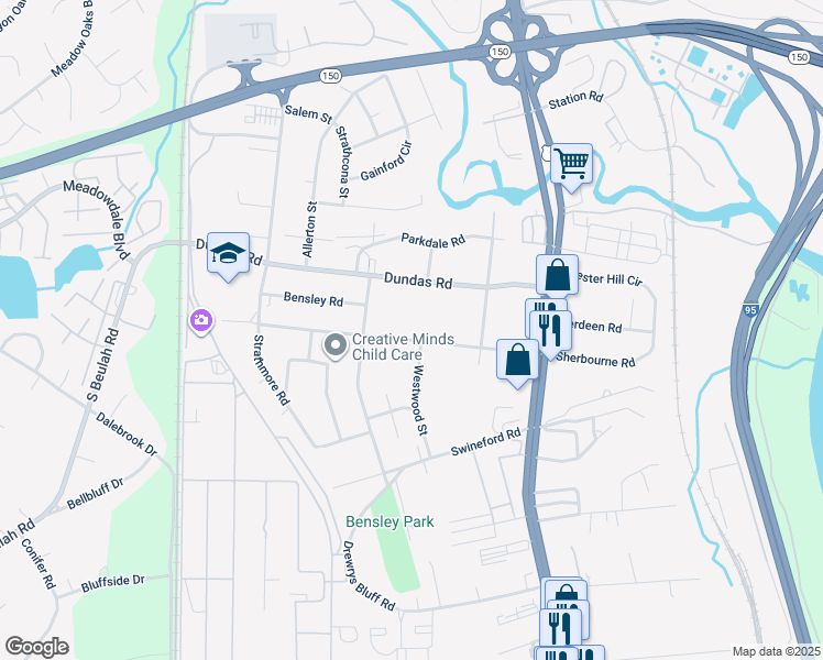 map of restaurants, bars, coffee shops, grocery stores, and more near 2800 Sherbourne Road in Richmond